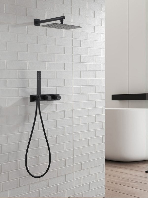 Душевой комплект Abber Rund AF8718B С ВНУТРЕННЕЙ ЧАСТЬЮ, матовый черный