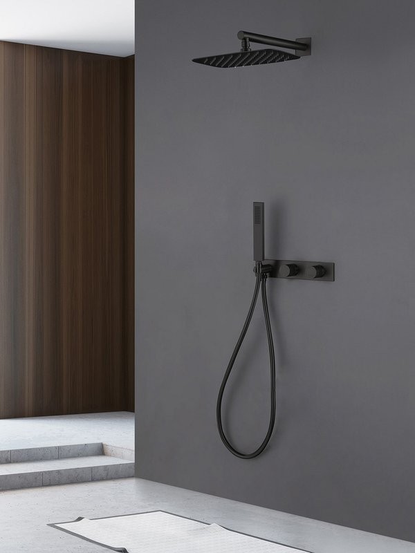 Душевой комплект Abber Rund AF8718B С ВНУТРЕННЕЙ ЧАСТЬЮ, матовый черный