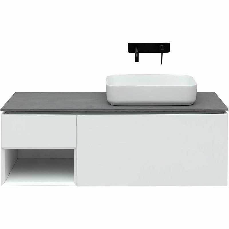 Тумба с раковиной Allen Brau Infinity 120 1+1 R подвесная, белый матовый, столешница графит структ