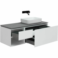 Тумба с раковиной Allen Brau Infinity 120 1+1 R подвесная, белый матовый, столешница графит структ