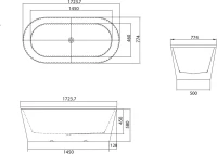 Акриловая ванна Grossman Forta GR-27021MB 170x75 см, отдельностоящая, черная, овальная, со сливом-переливом, с донным клапаном