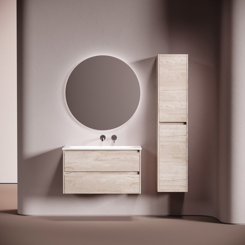 Мебель для ванной комнаты Sancos Libra 90 подвесная, дуб галифакс натуральный, раковина СN7019wx