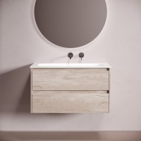 Мебель для ванной комнаты Sancos Libra 90 подвесная, дуб галифакс натуральный, раковина СN7019wx