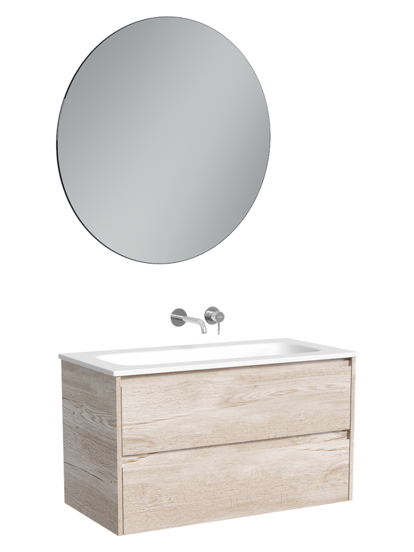 Мебель для ванной комнаты Sancos Libra 90 подвесная, дуб галифакс натуральный, раковина СN7019wx