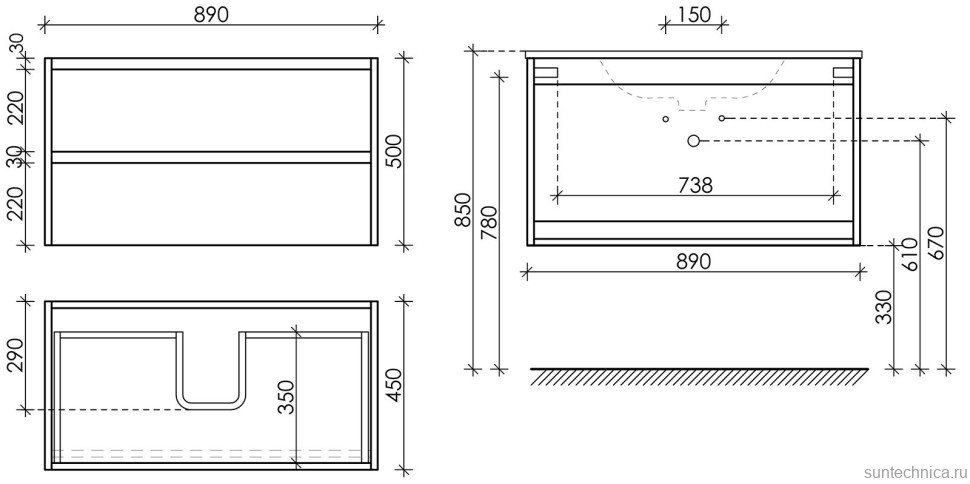 Мебель для ванной комнаты Sancos Libra 90 подвесная, дуб галифакс натуральный, раковина СN7019wx