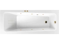 Акриловая ванна Excellent Ava Line Nano 160x70 см, встраиваемая, с гидромассажем, белая, с каркасом, со сливом-переливом, фурнитура золото