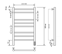 Полотенцесушитель электрический Comfysan Vita EC-8 80x45 см, подключение справа, слева, матовое золото, лесенка, из стали