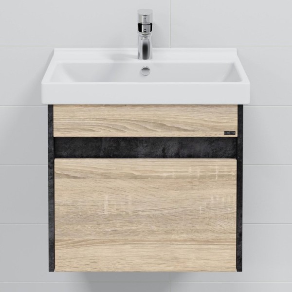 Тумба с раковиной СаНта Мира 60 подвесная, 1 ящик, янтарная