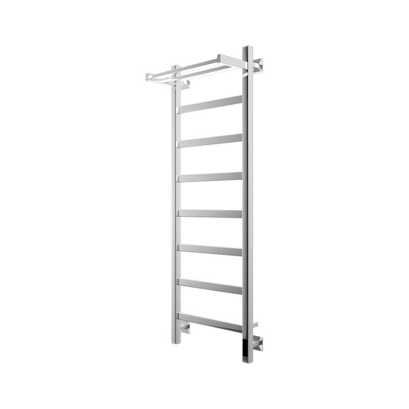 Полотенцесушитель электрический Grota Lore 430х1200 NP EL 120x45 см, подключение справа, слева, скрытое подключение справа, глянцевый хром, лесенка, с полкой