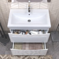 Тумба с раковиной Vigo Glem 80 напольная, 2 ящика, глянцевая белая