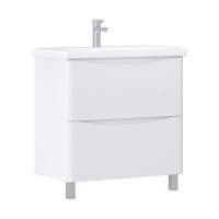 Тумба с раковиной Vigo Glem 80 напольная, 2 ящика, глянцевая белая