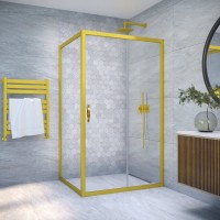 Душевой уголок Vegas Glass ZP+ZPV NOVO 110*100 03 01 профиль золото матовое, стекло прозрачное