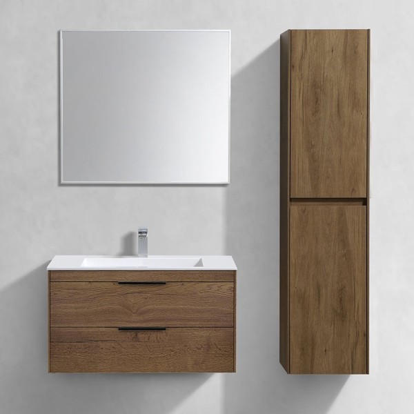 Мебель для ванной комнаты Vincea Chiara 2D 80, 2 ящика, дуб табак, с белой раковиной