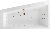Акриловая ванна Excellent Sfera Slim Ultra L 170x100 см, угловая, левая, встраиваемая, с гидромассажем, белая, асимметричная, с каркасом, со сливом-переливом, фурнитура бронза