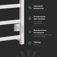 Полотенцесушитель электрический EWRIKA Пенелопа КВ7 80х50, с полкой, белый