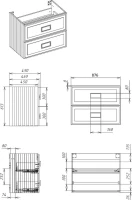 Тумба с раковиной La Fenice Cubo 90 L синяя, ручка черная