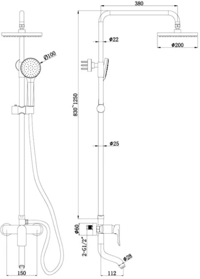 Душевая стойка Bravat Emeralda F6337371CP-A-RUS хром