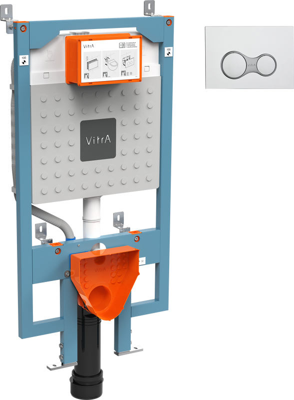 Система инсталляции для унитазов VitrA V8 768-5800-01 с кнопкой смыва Sirius 740-0480 глянцевый хром
