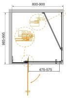 Душевой уголок Cezares Slider AH 1 100-80/90 C BORO профиль брашированное золото, стекло прозрачное