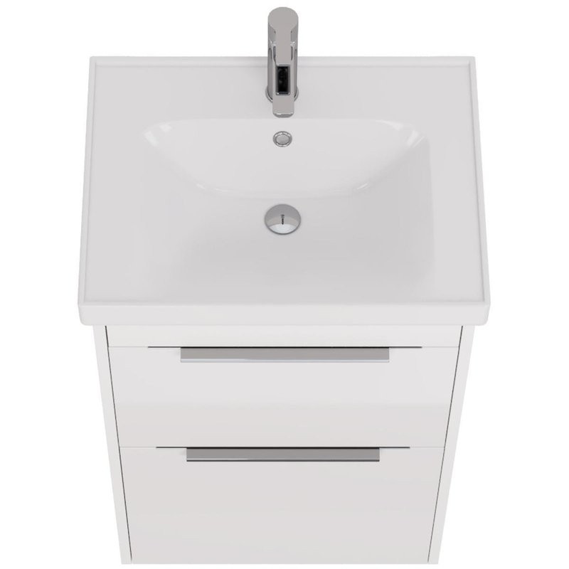 Тумба с раковиной Dreja Prime 60 подвесная, белый глянец