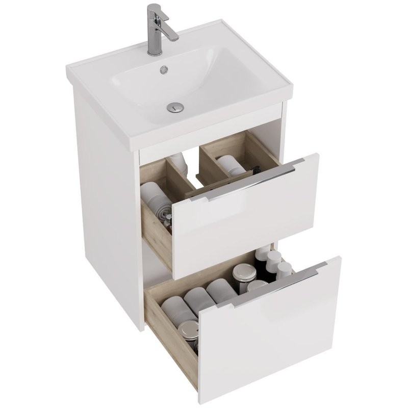 Тумба с раковиной Dreja Prime 60 подвесная, белый глянец