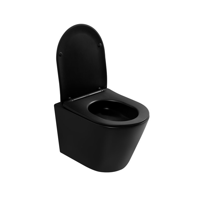 Унитаз подвесной Abber Bequem AC1102TMB безободковый, с микролифтом, матовый черный