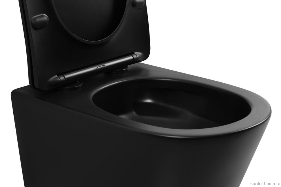Унитаз подвесной Abber Bequem AC1102TMB безободковый, с микролифтом, матовый черный