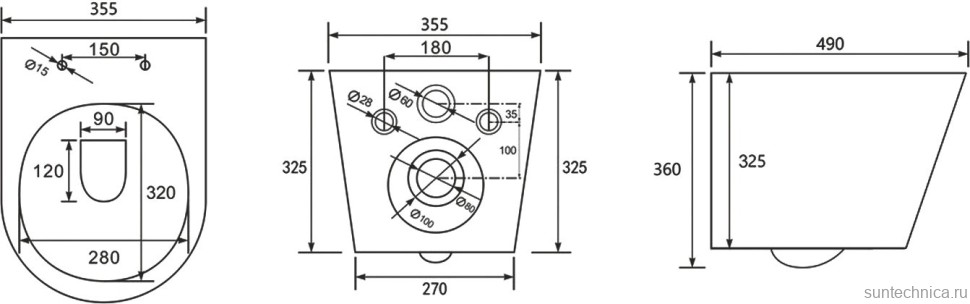Унитаз подвесной Abber Bequem AC1102TMB безободковый, с микролифтом, матовый черный