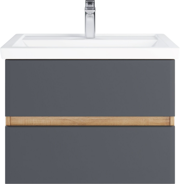 Тумба с раковиной SanStar Инфинити 70 подвесная, дуб сонома светлый, графит софт, раковина Фостер