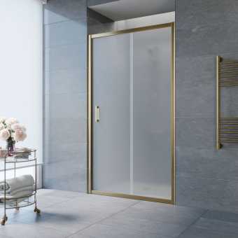 Душевая дверь в нишу Vegas Glass ZP NOVO 145 05 10 145 см, профиль бронза, стекло сатин