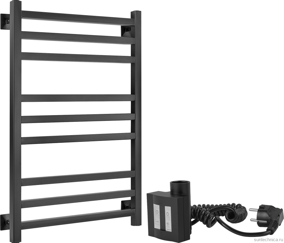 Полотенцесушитель электрический Secado Корато 3 , 85x55 см, подключение слева, матовый черный, лесенка