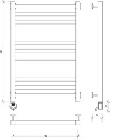 Полотенцесушитель электрический Secado Корато 3 , 85x55 см, подключение слева, матовый черный, лесенка