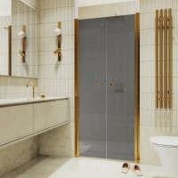 Душевая дверь в нишу Maybahglass MGD-443-3 99 см, профиль матовое золото, стекло графит