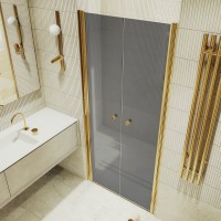 Душевая дверь в нишу Maybahglass MGD-443-3 99 см, профиль матовое золото, стекло графит