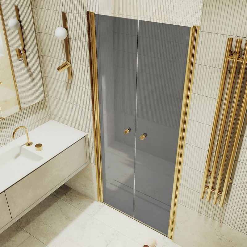 Душевая дверь в нишу Maybahglass MGD-443-3 99 см, профиль матовое золото, стекло графит