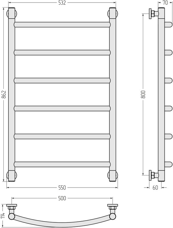 Полотенцесушитель водяной Сунержа Галант + 80x50, темный титан муар