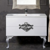 Тумба с раковиной Armadi Art NeoArt 100 white с ручками NeoArt серебро, с ножками