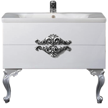 Тумба с раковиной Armadi Art NeoArt 100 white с ручками NeoArt серебро, с ножками