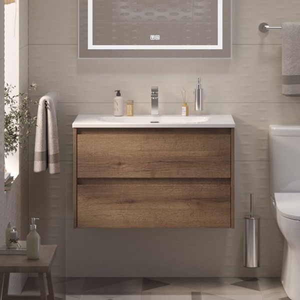 Тумба с раковиной BelBagno Kraft 39 80 rovere tabacco, раковина BB-8099-3-80