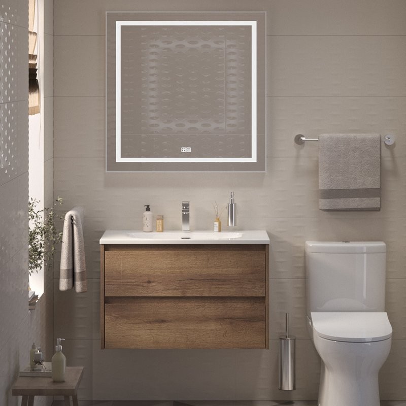 Тумба с раковиной BelBagno Kraft 39 80 rovere tabacco, раковина BB-8099-3-80