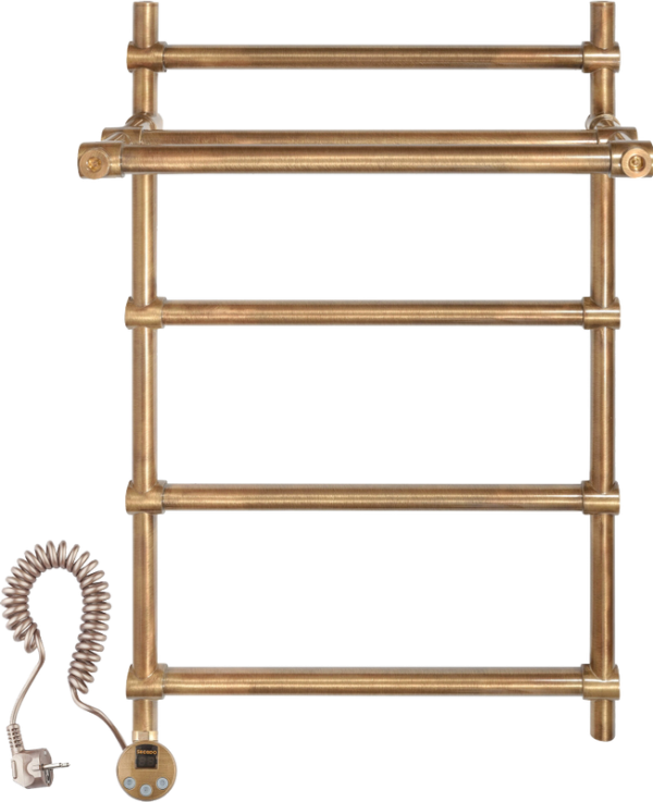 Полотенцесушитель электрический Secado Флоренция 3 85x55 см, подключение слева, бронза, лесенка, латунь, с полкой