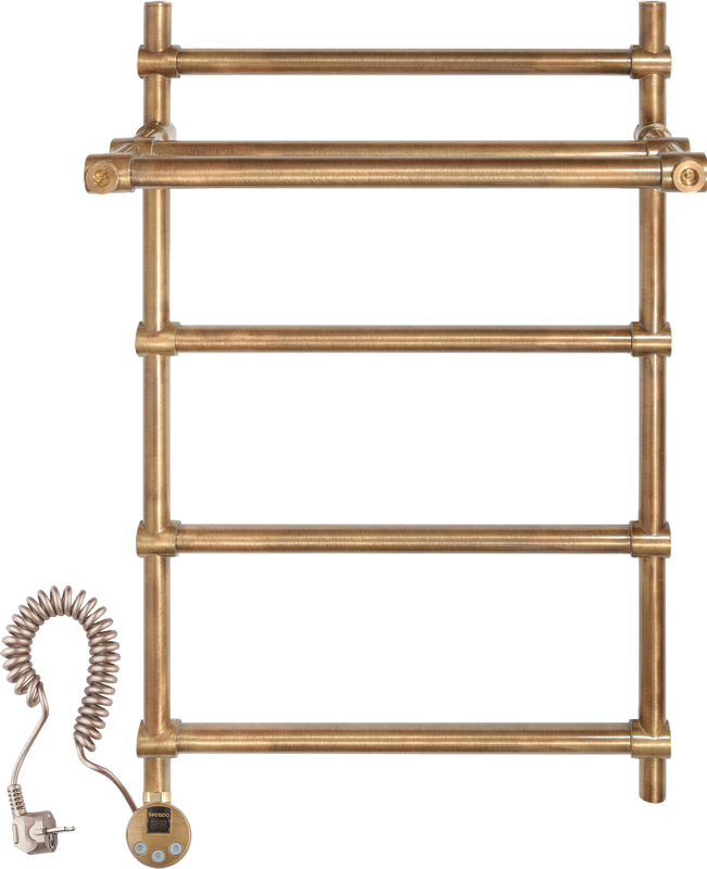 Полотенцесушитель электрический Secado Флоренция 3 85x55 см, подключение слева, бронза, лесенка, латунь, с полкой