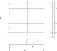 Полотенцесушитель водяной Secado Турин 3 60x55 см, матовый черный, лесенка