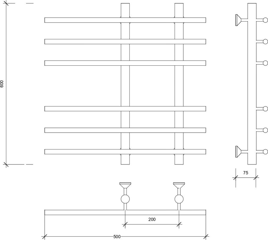 Полотенцесушитель водяной Secado Турин 3 60x55 см, матовый черный, лесенка