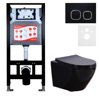 Комплект 3 в 1 Унитаз подвесной Esbano Azalea ESUPAZALB + Инсталляция Fram + Кнопка ESINLPS10MB цвет матовый черный
