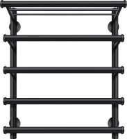 Полотенцесушитель электрический Secado Турин 6 60x55 см, подключение справа, матовый черный, лесенка, с полкой