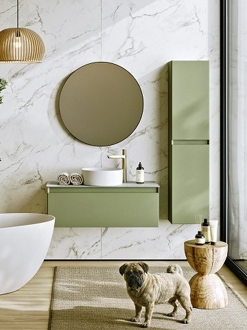 Шкаф-пенал для ванной Aqwella 5 stars Geometria 35 L/R шалфей зеленый