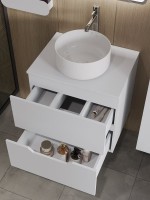 Мебель для ванной комнаты Orange Line 60 подвесная, 2 ящика, матовая белая с раковиной B07-345W