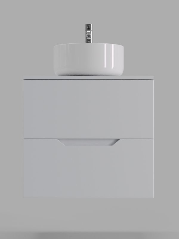 Мебель для ванной комнаты Orange Line 60 подвесная, 2 ящика, матовая белая с раковиной B07-345W