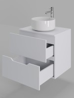 Мебель для ванной комнаты Orange Line 60 подвесная, 2 ящика, матовая белая с раковиной B07-345W